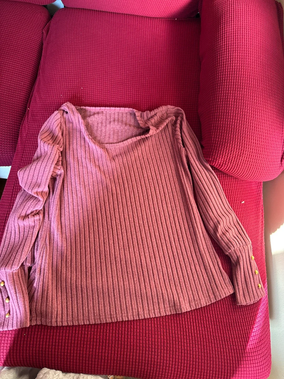 Pink Ribbed Long Sleeve Top