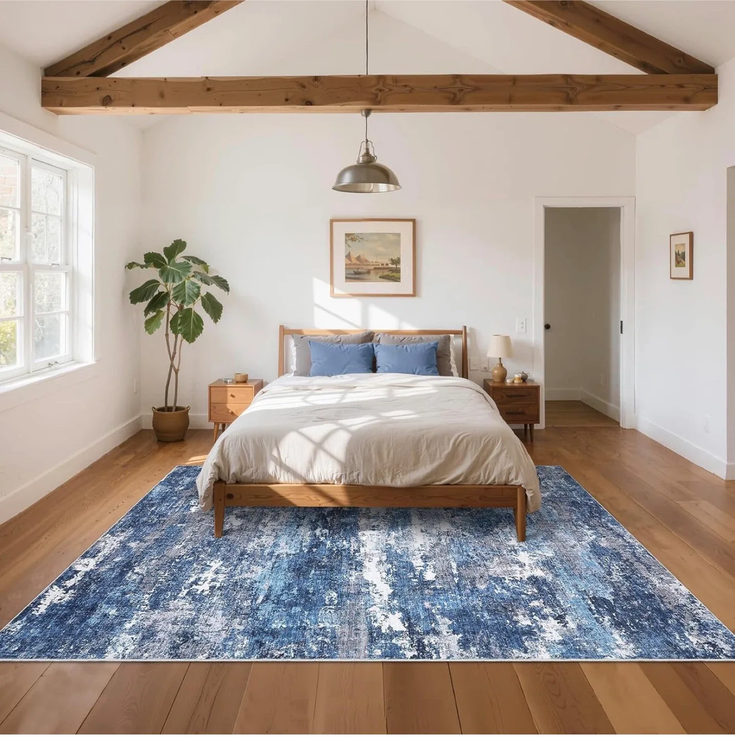 Blue Abstract Area Rug - Spill & Stain Resistant! image indicator(3)