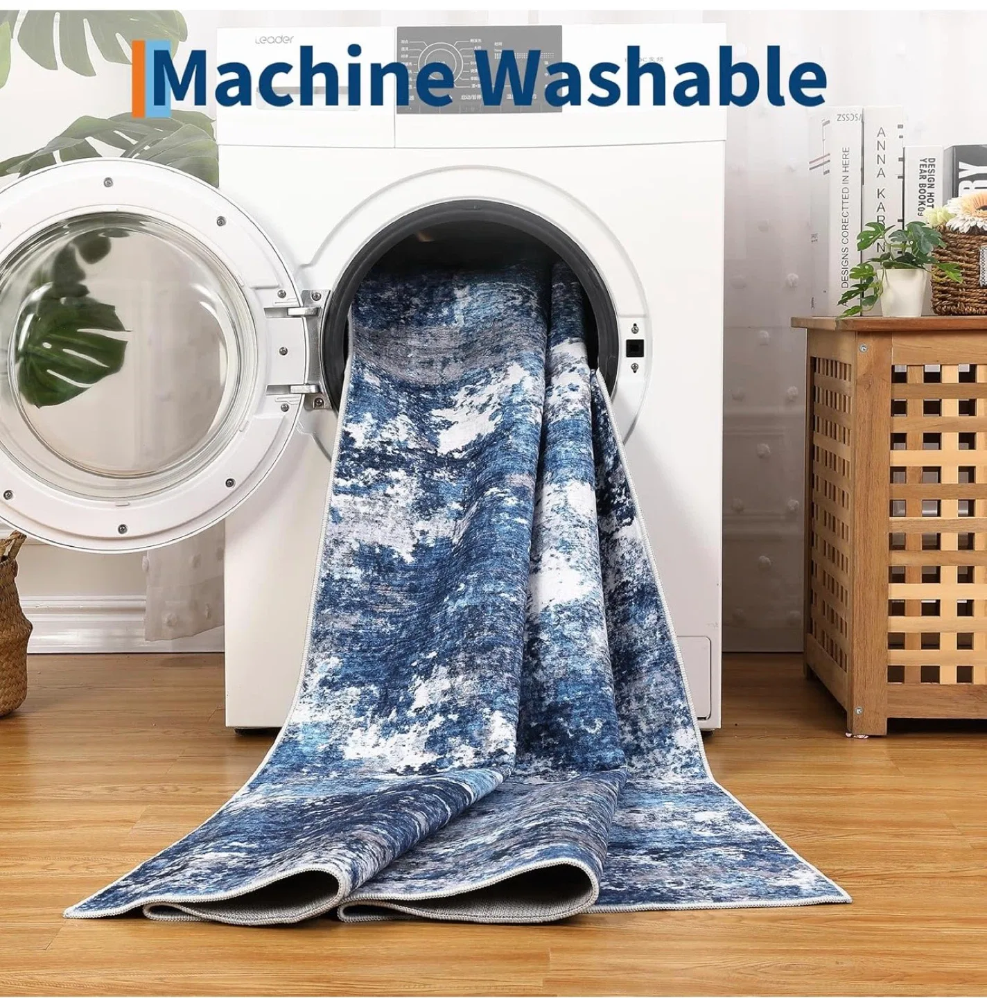 Blue Abstract Area Rug - Spill & Stain Resistant! image indicator(6)