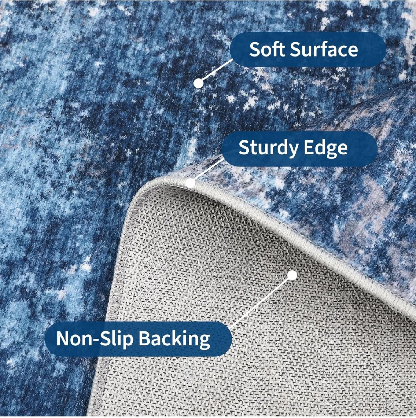Blue Abstract Area Rug - Spill & Stain Resistant! image indicator(4)
