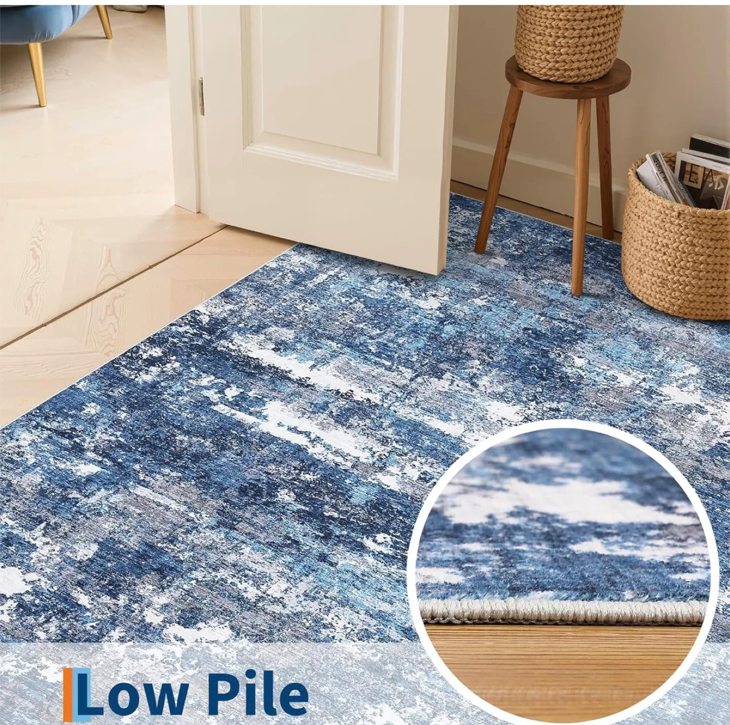 Blue Abstract Area Rug - Spill & Stain Resistant! image indicator(7)