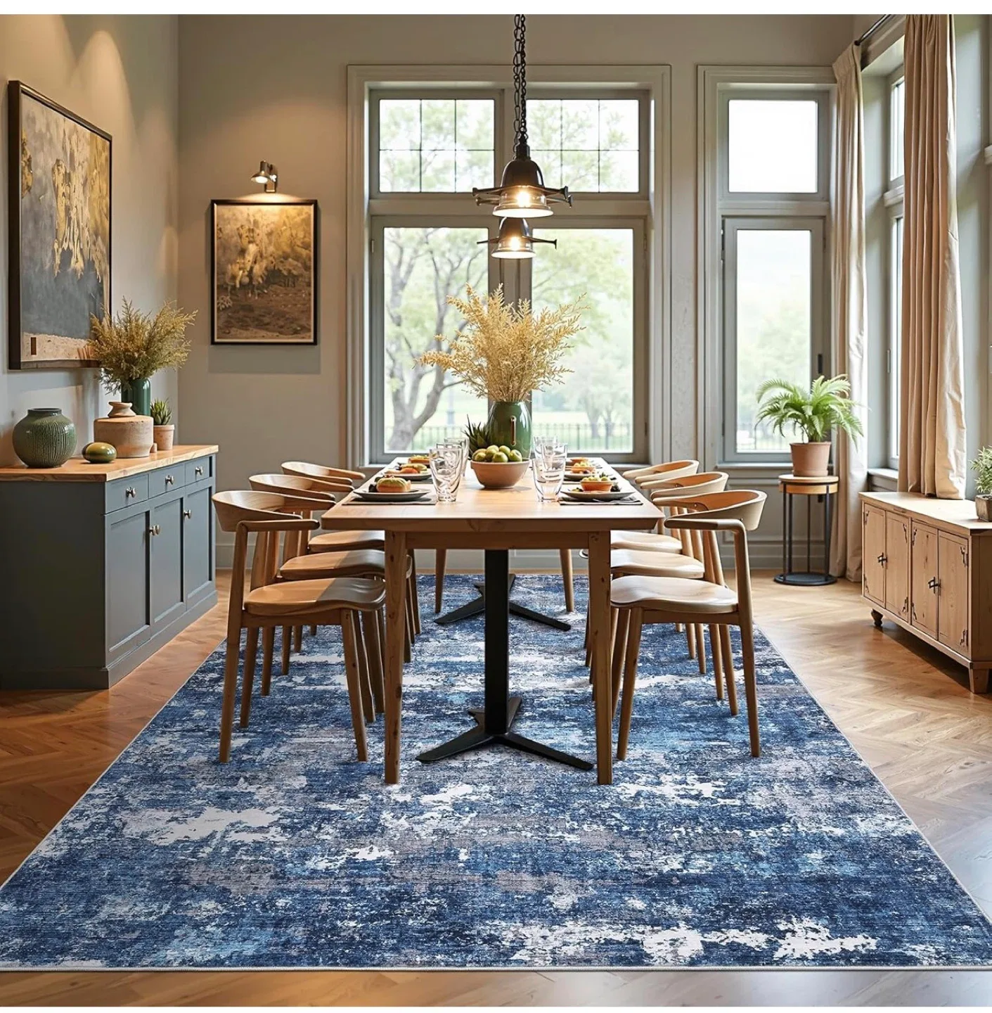 Blue Abstract Area Rug - Spill & Stain Resistant! image indicator(9)