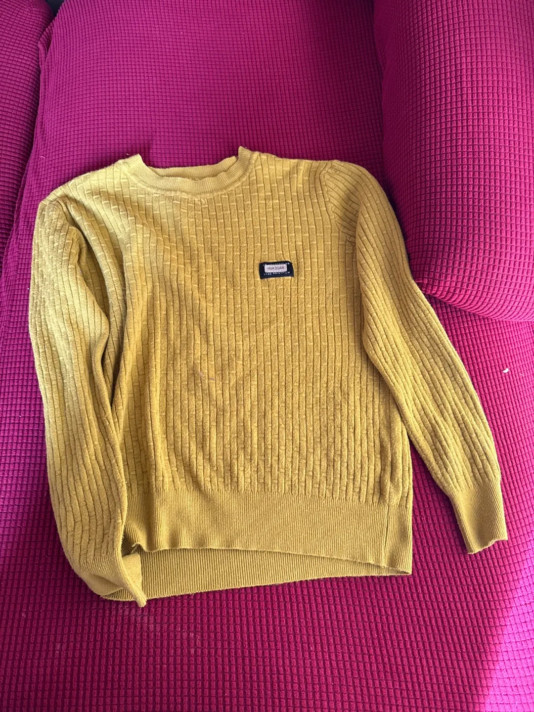 HUAJIAJIAN Yellow Ribbed Knit Sweater