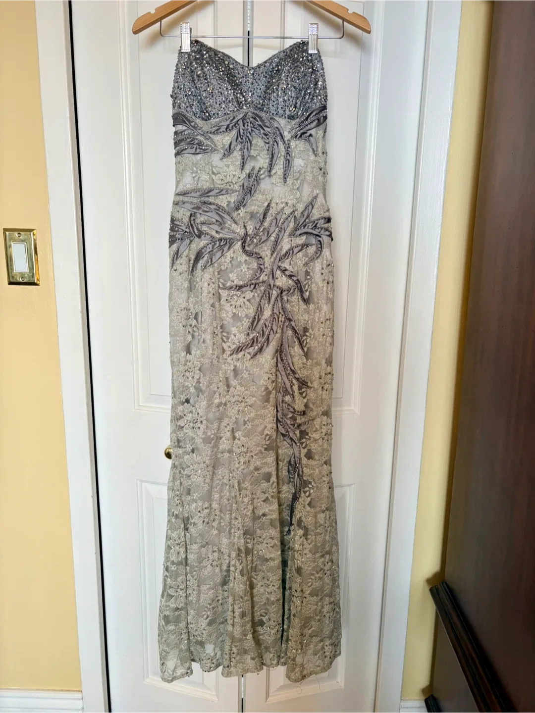 Silver Lace & Sequin Formal Dress #clearout