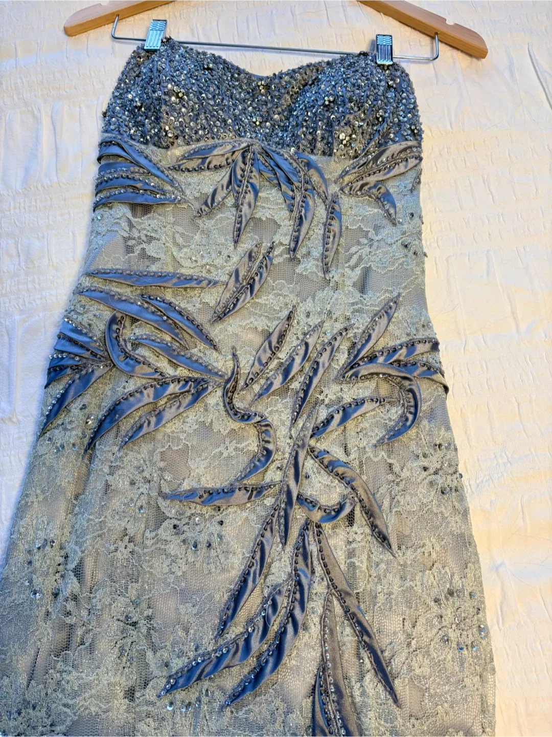 Silver Lace & Sequin Formal Dress #clearout image indicator(4)