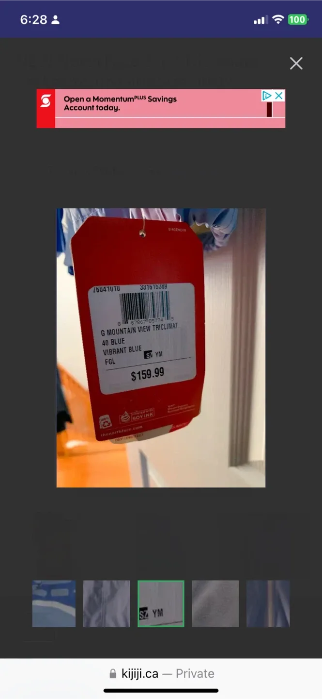 New Y 10/12 The North Face G Mountain View Triclimate Jacket YM image indicator(2)