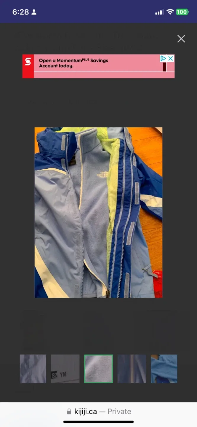 New Y 10/12 The North Face G Mountain View Triclimate Jacket YM image indicator(4)