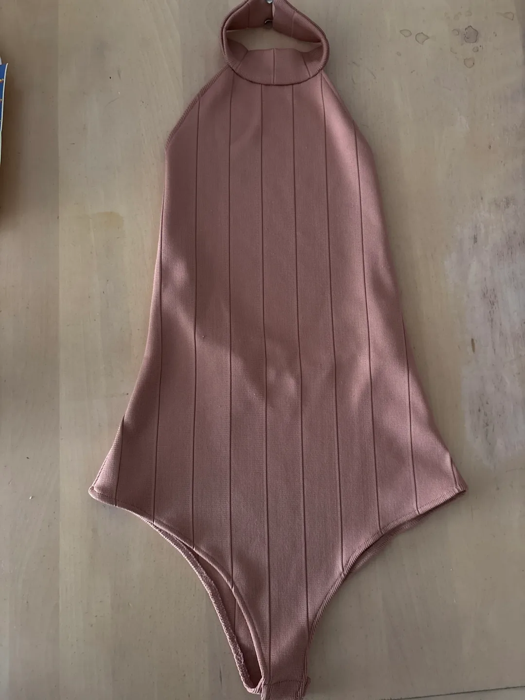 Halter Bodysuit - Size Small, Light Brown