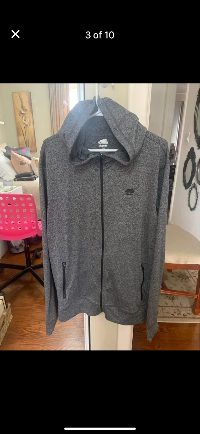 Roots Gray Full Zip Hoodie - Size LG