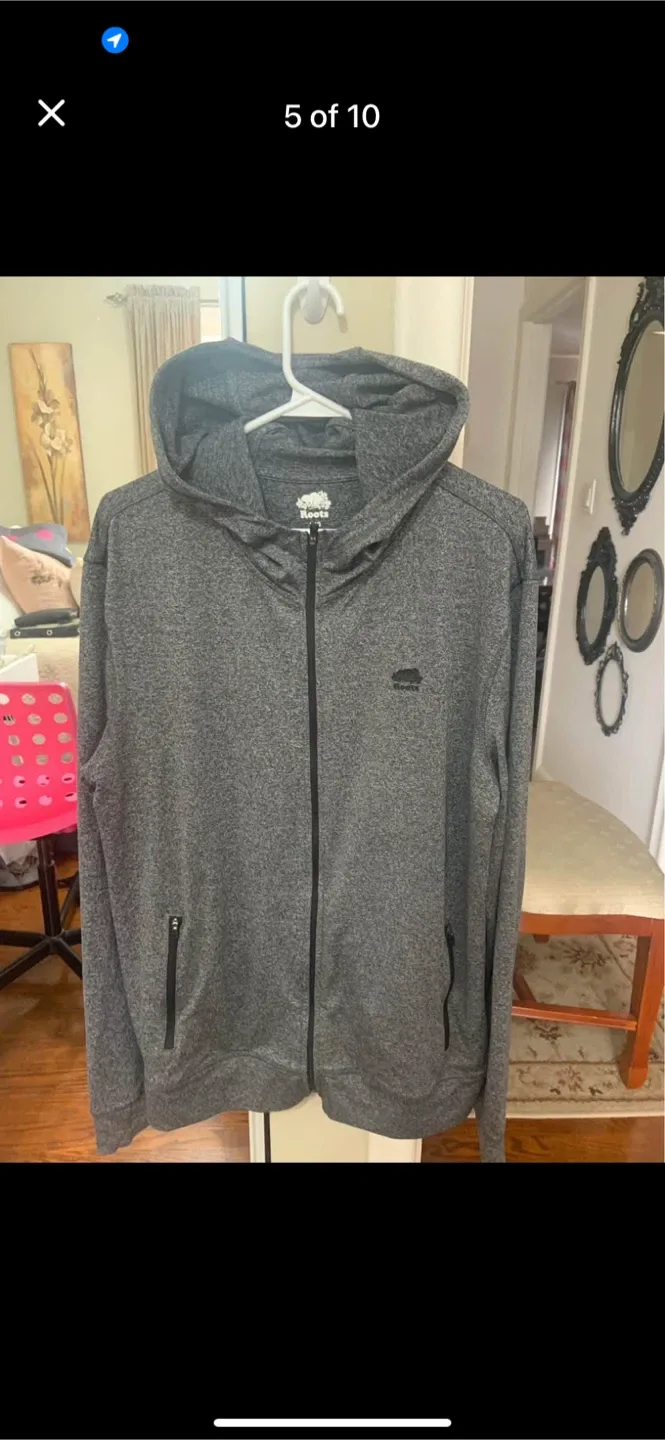 Roots Gray Full Zip Hoodie - Size LG image indicator(9)
