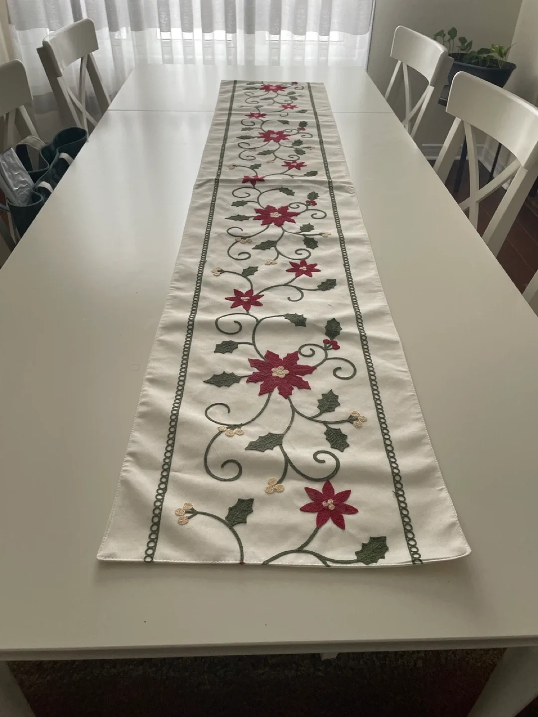 Floral Embroidered Table Runner