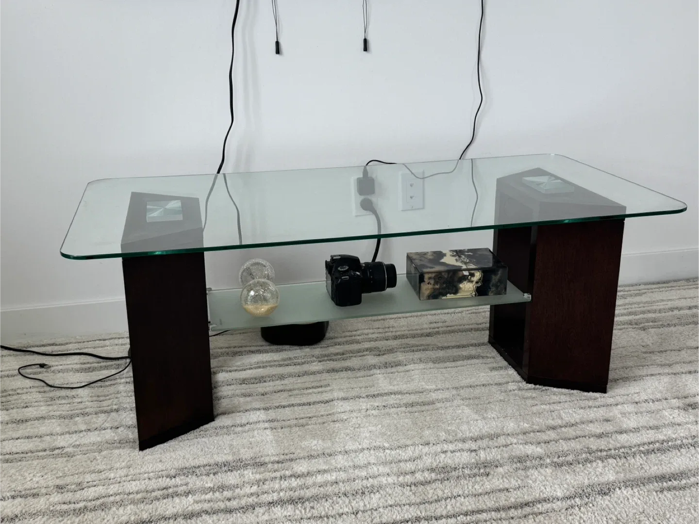 Glass Top Coffee Table - Dark Wood image indicator(2)