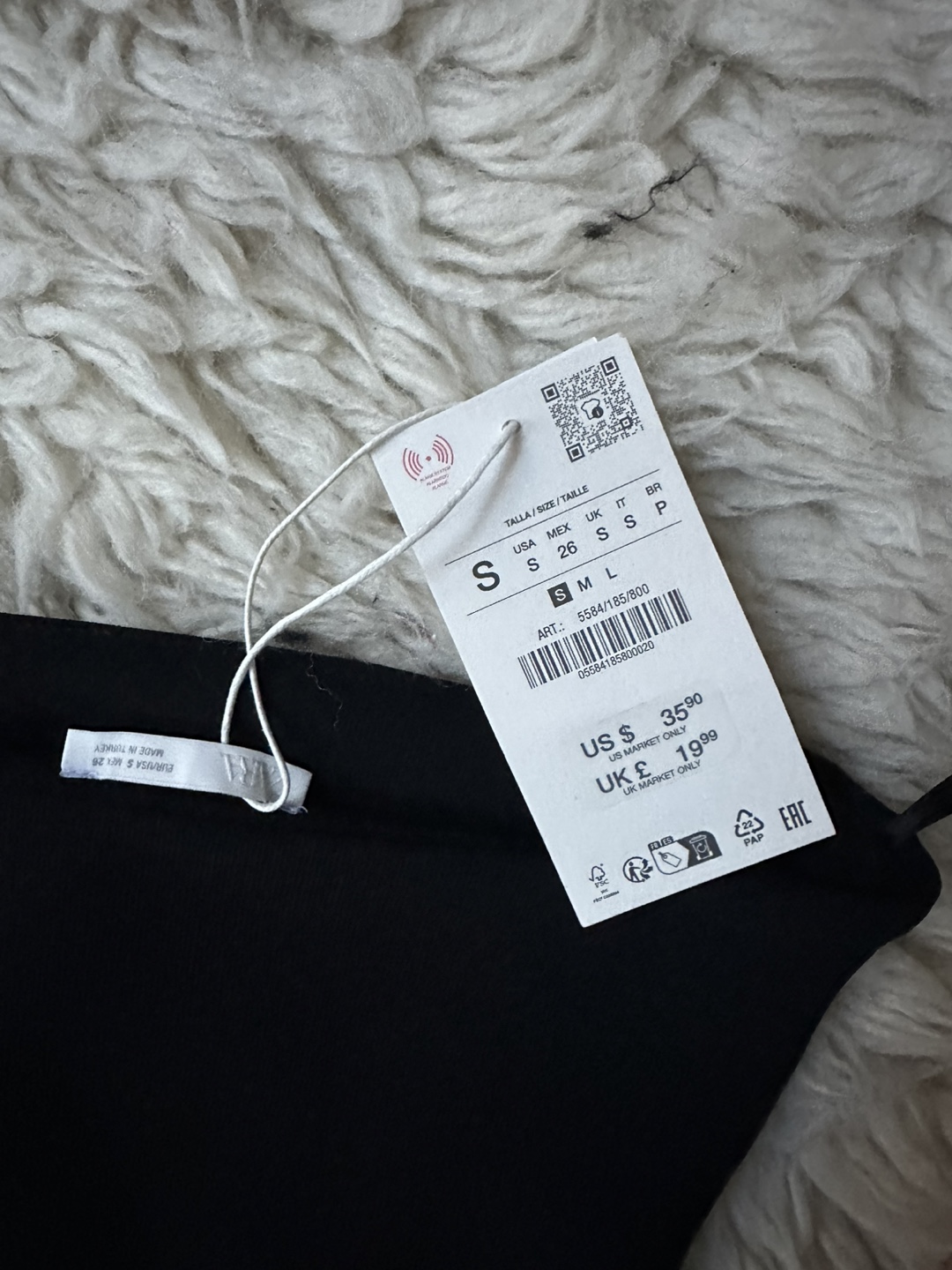 Zara Black Ribbed Strapless Bodysuit Size Small NEW - photo 3