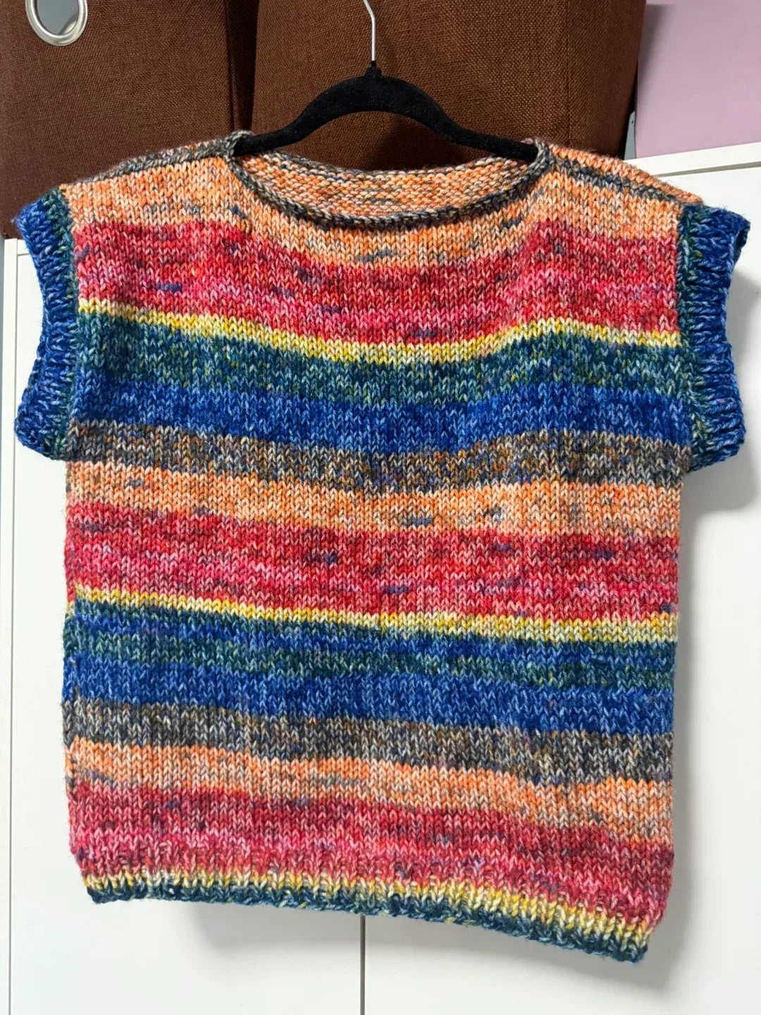 Hand-Knitted Sleeveless Top - Multi-Colour
