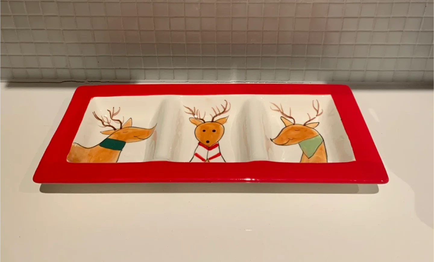 🎄🦌Reindeer Divided Serving Dish #Cleanout