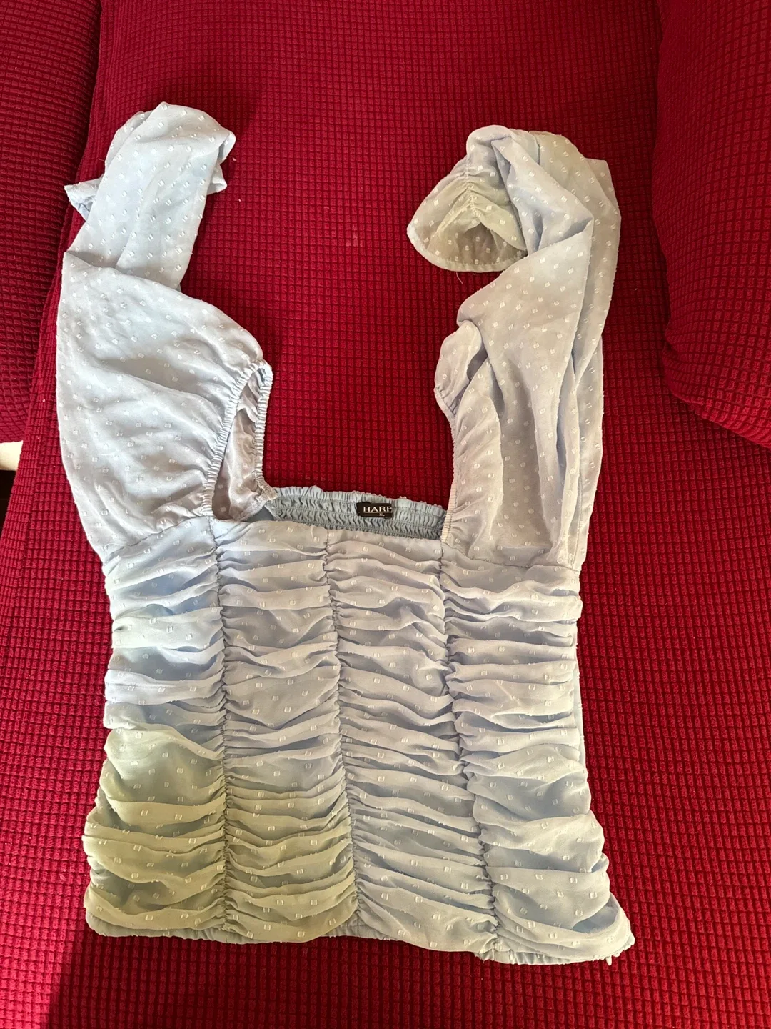 Haptique Light Blue Ruched Top