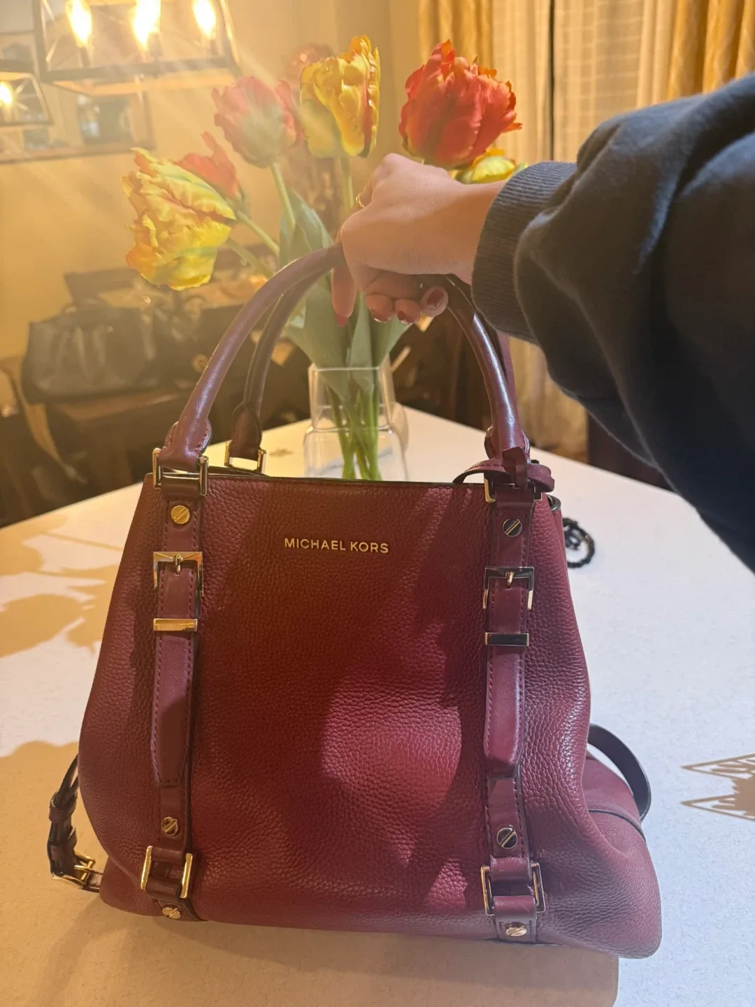 Michael Kors Burgundy Leather Handbag