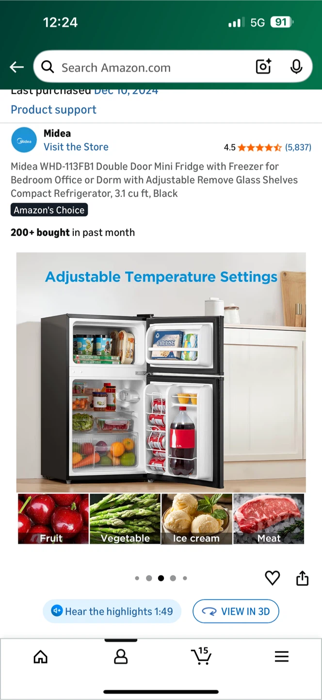 Midea Double Door Mini Fridge - Black - photo 5