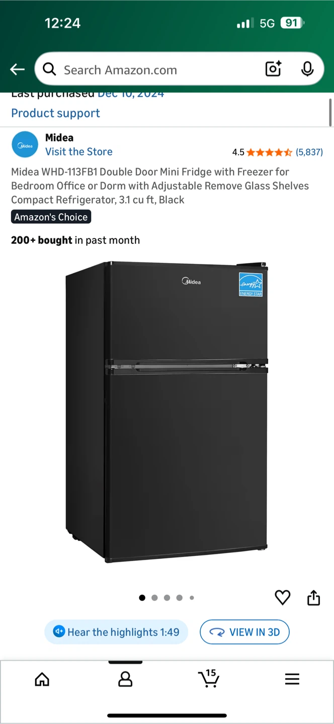 Midea Double Door Mini Fridge - Black - photo 3