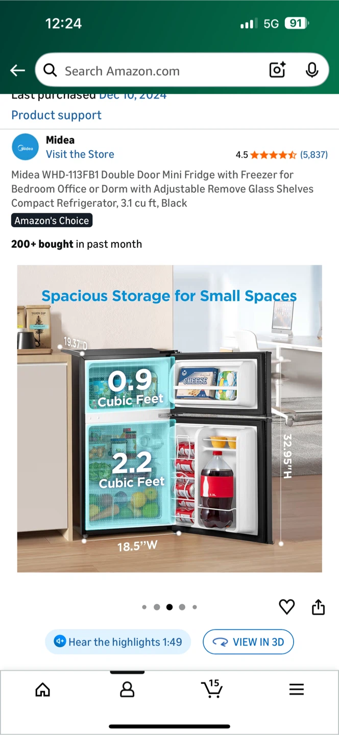 Midea Double Door Mini Fridge - Black - photo 4