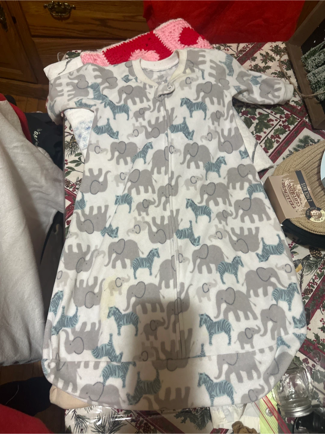 Baby Sleep Sack with Elephant & Zebra Print