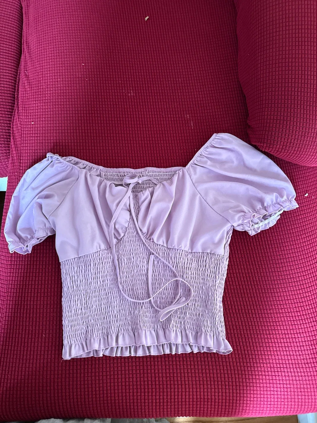 Purple Smocked Crop Top