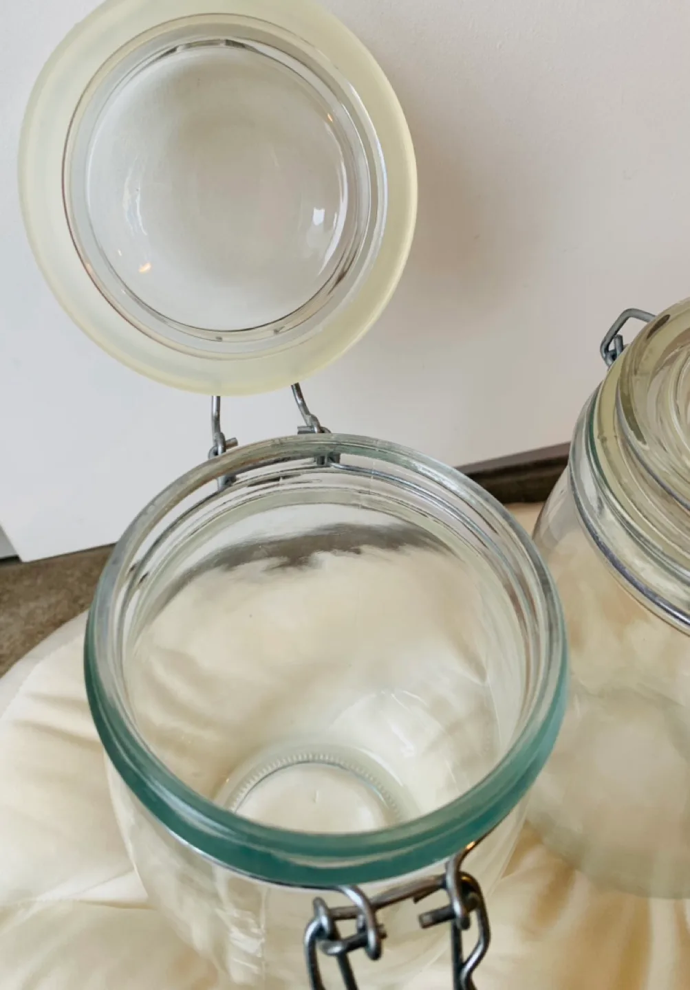 Glass pickle jars, 1.2L x 2. In excellent condition image indicator(2)