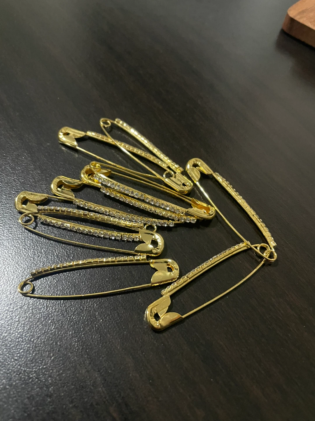 Gold Rhinestone Safety Pins - photo 3