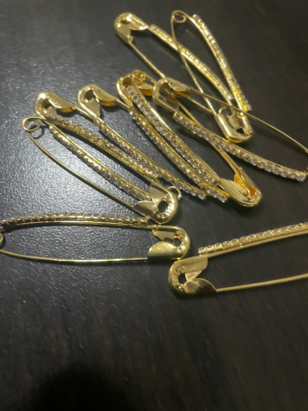 Gold Rhinestone Safety Pins - photo 2