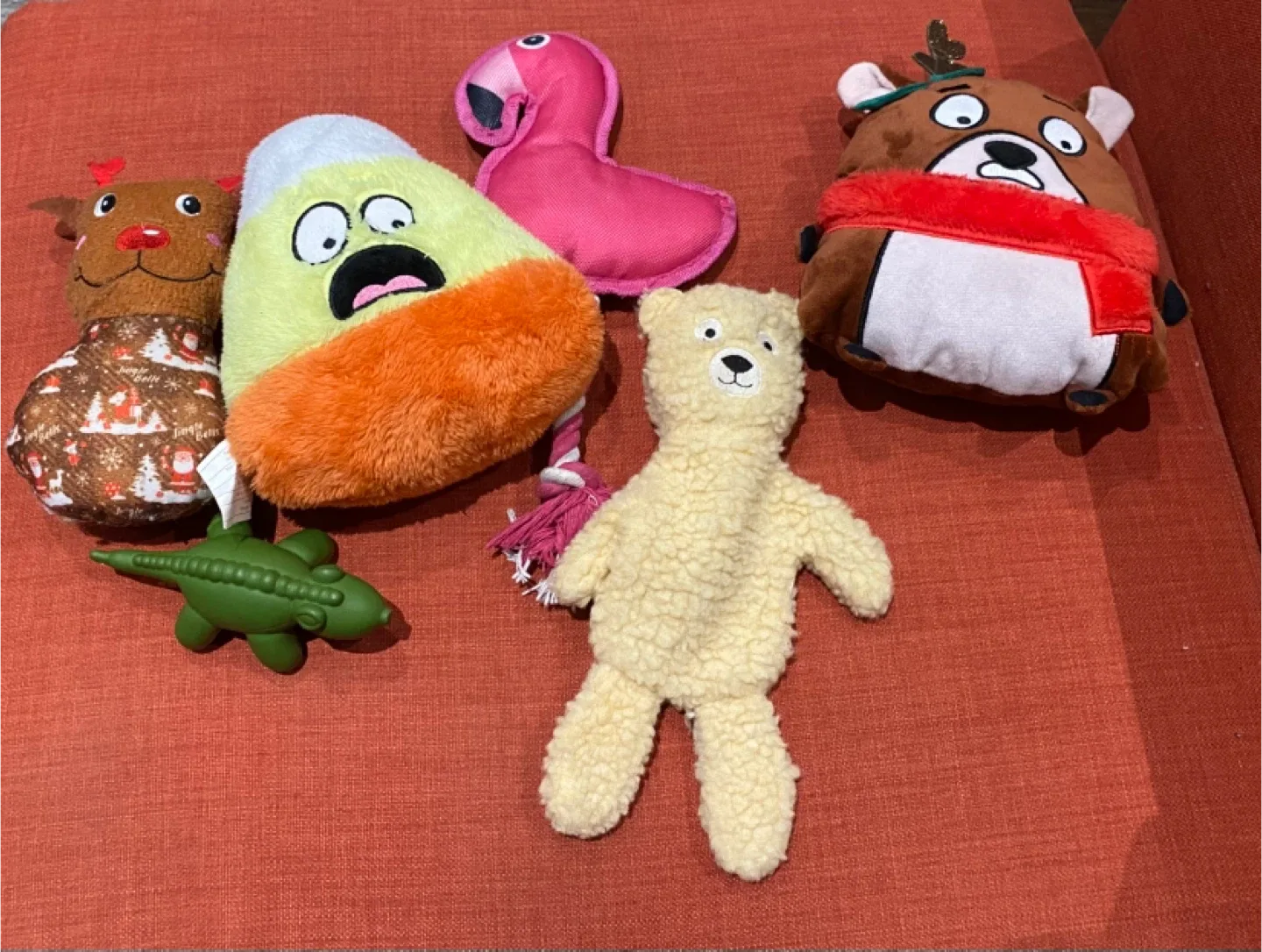 Dog Plush Toys - Reindeer, Candy Corn, Flamingo