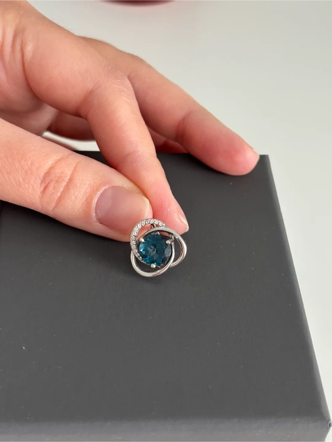 Solid 14K White Gold Earrings with London Topaz & Cubic Zirconia image indicator(6)