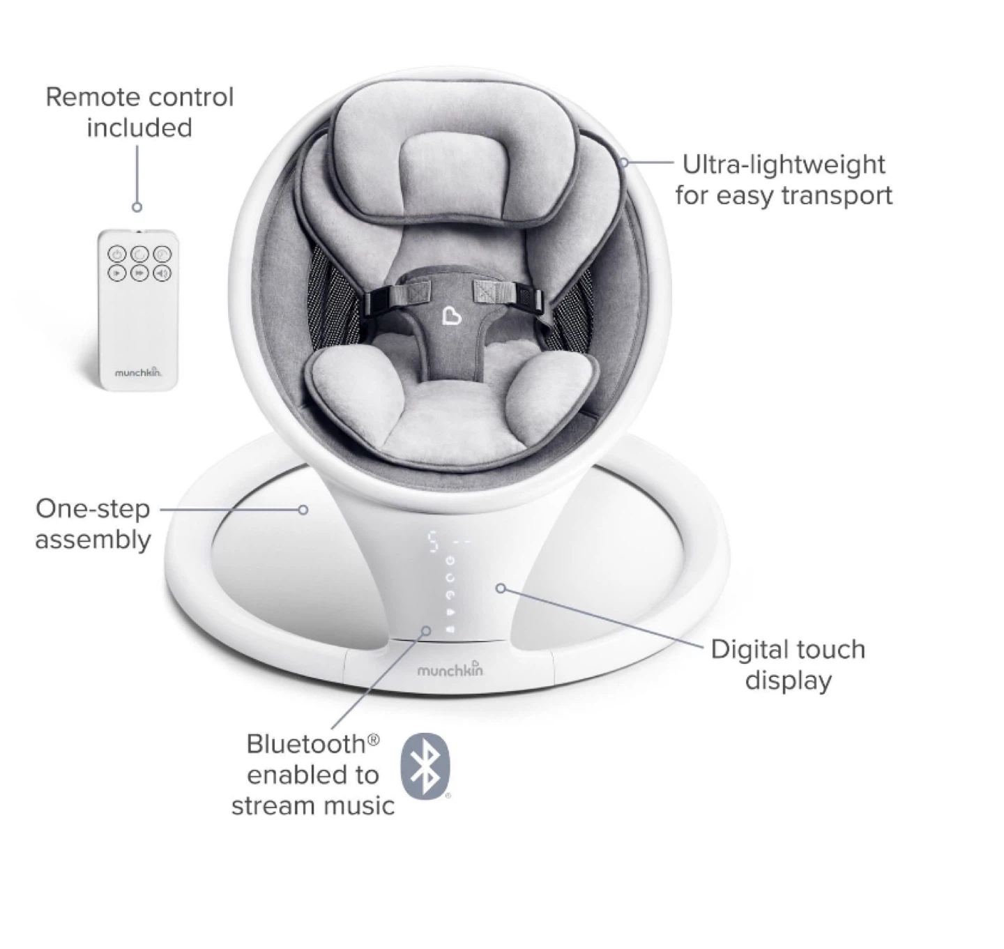 Munchkin Bluetooth Baby Swing - Like New! - photo 3