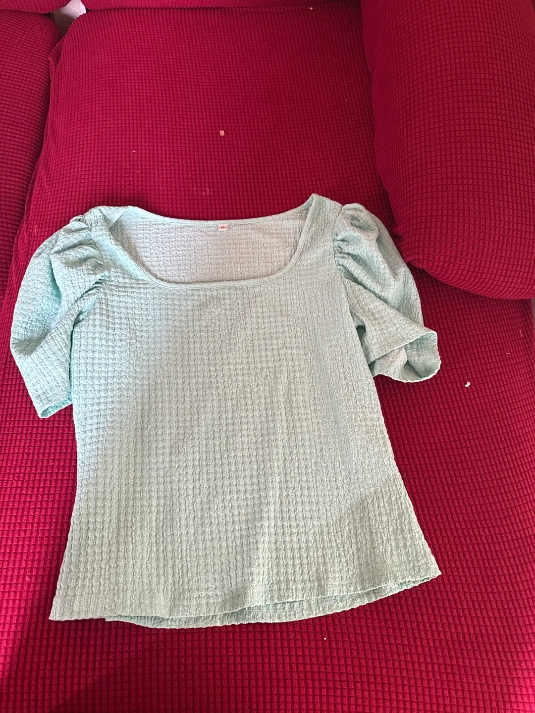 Light Blue Puff Sleeve Top - Size l