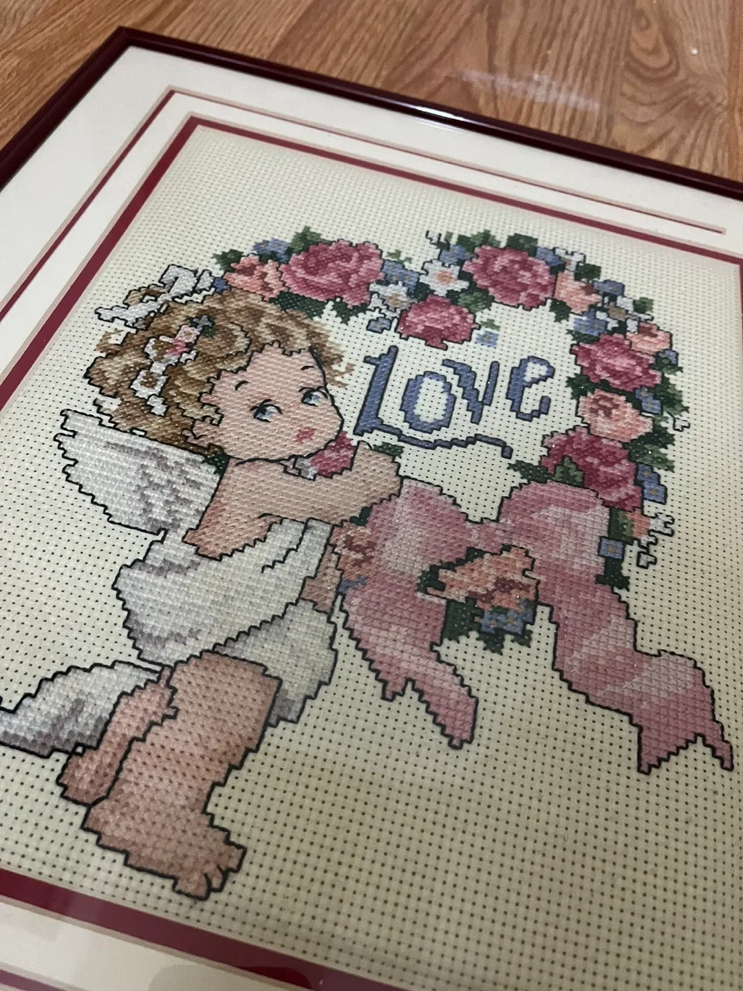 Framed Cross Stitch Art - Love Angel image indicator(2)