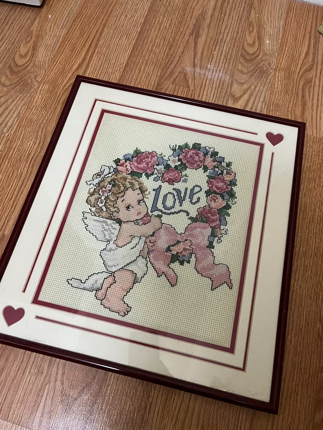 Framed Cross Stitch Art - Love Angel
