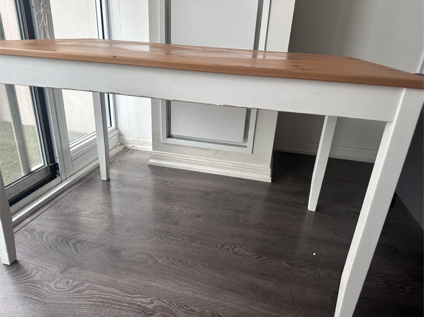 Wood dining table with white legs - photo 3