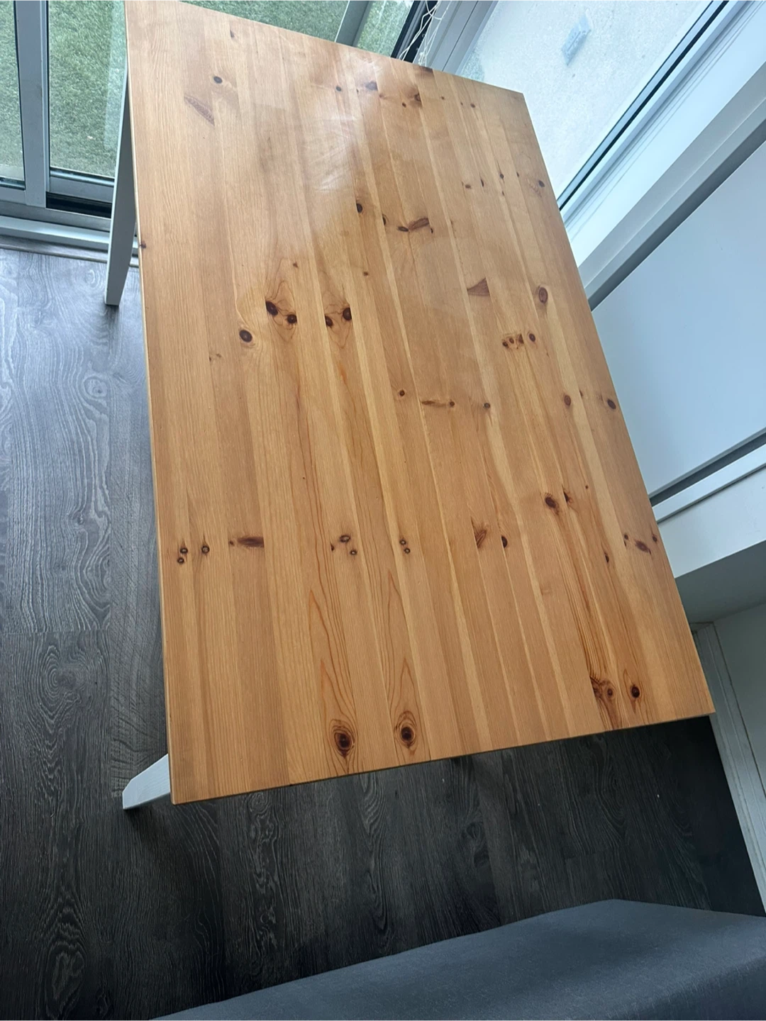 Wood dining table with white legs - photo 2