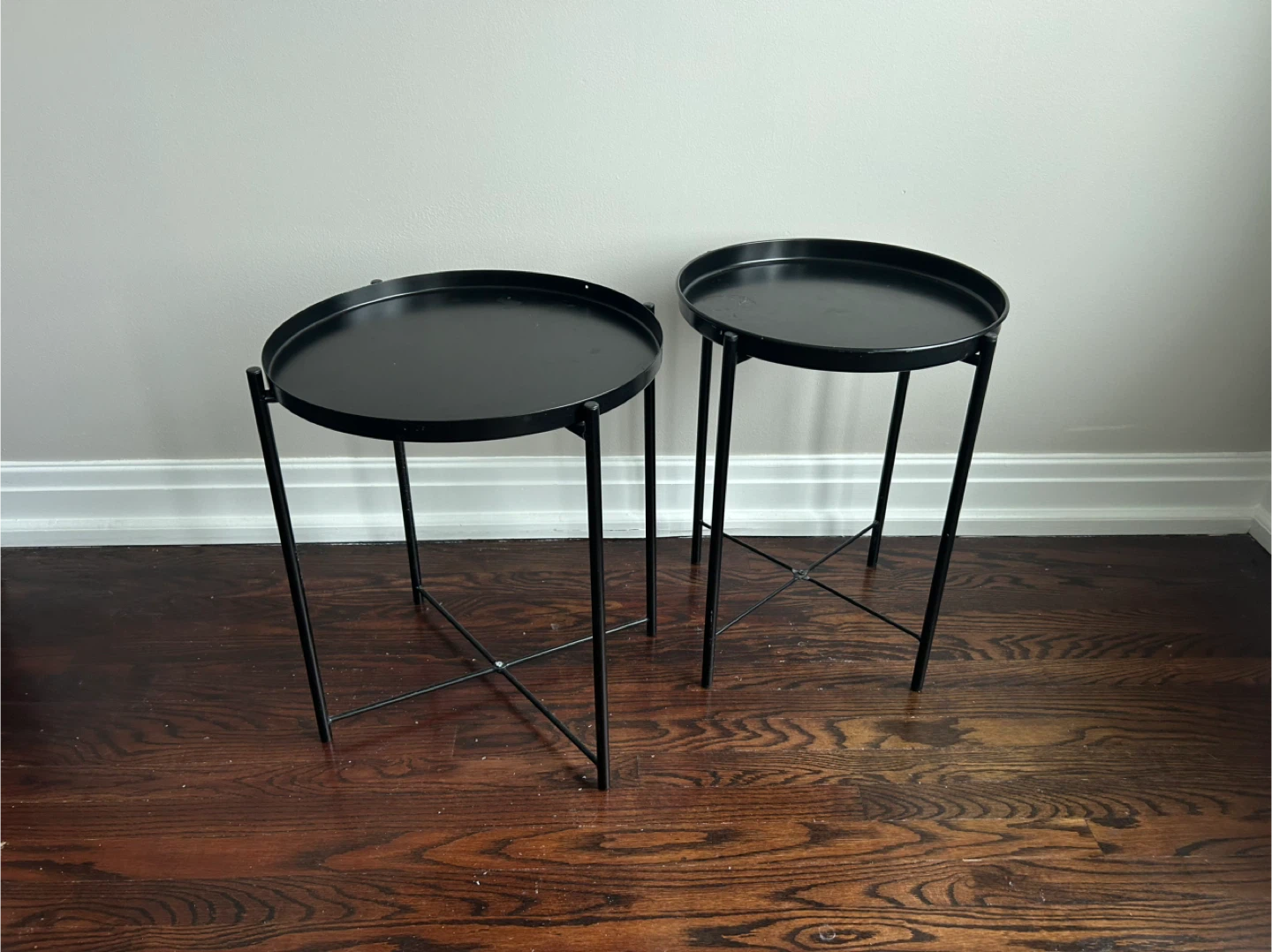 IKEA Set of 2 Black Metal Side Tables