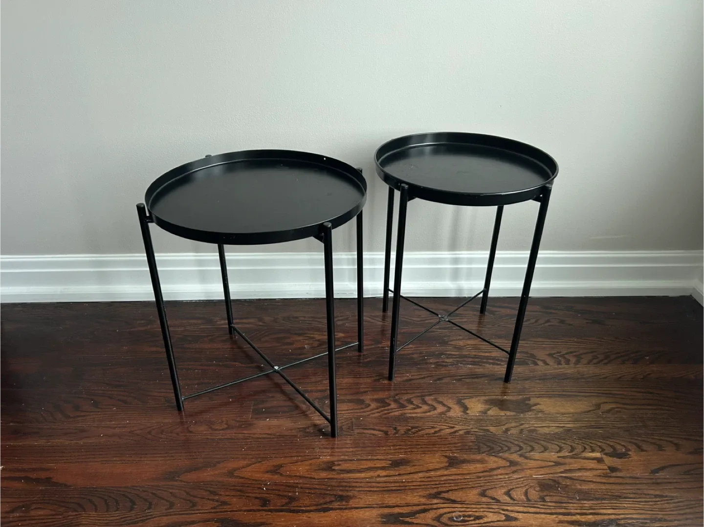 IKEA Set of 2 Black Metal Side Tables