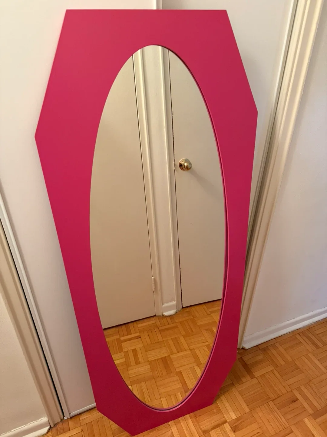 Large Pink Full Length Mirror - Standing or Hanging