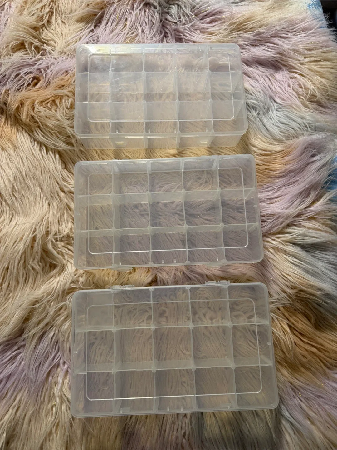 3 Clear Plastic Storage Organizer Boxes