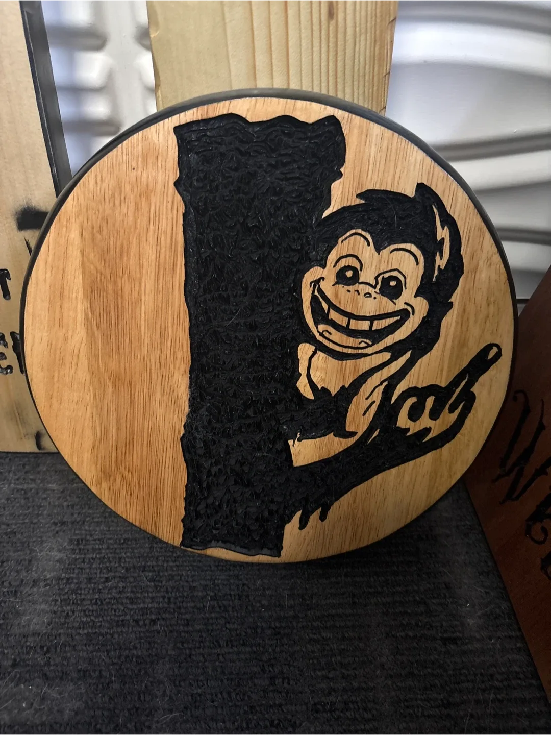 Handmade Wood Art - Monkey Flipping the Bird