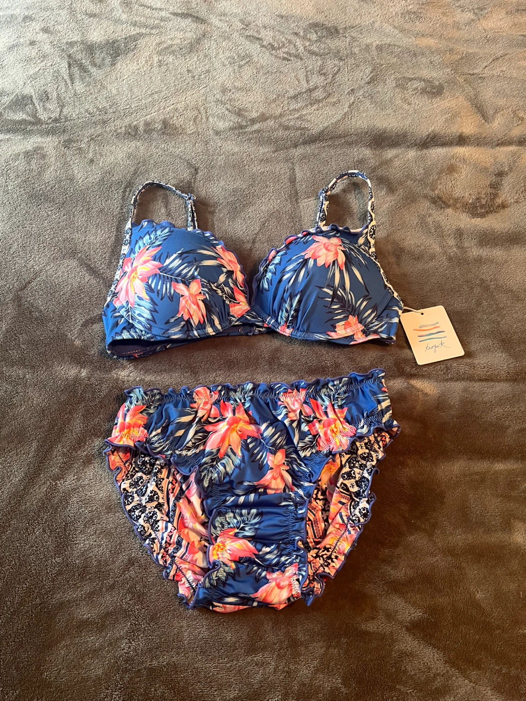 🏆 Tagetik Blue Floral Bikini Set - New with Tags!