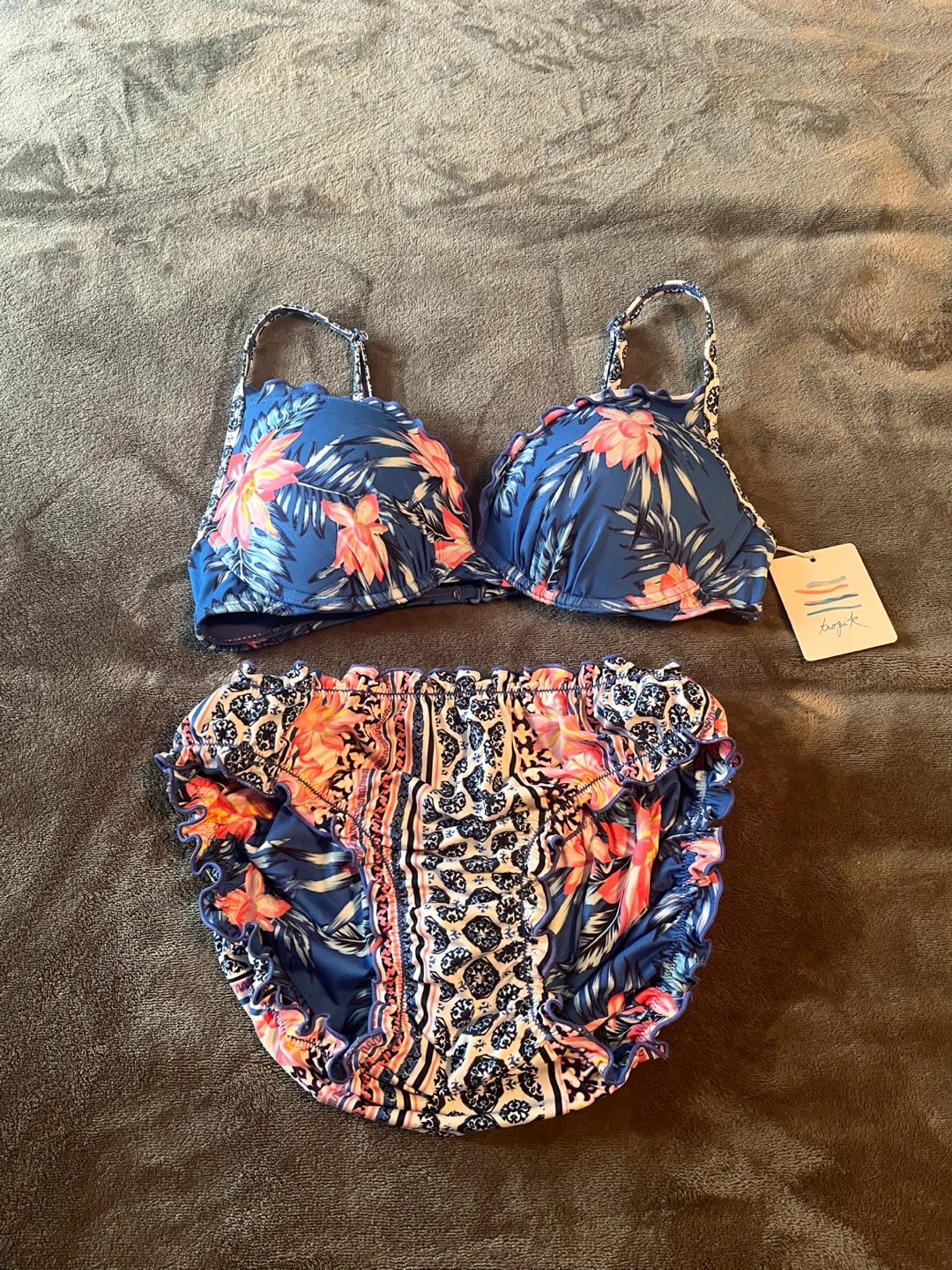 🏆 Tagetik Blue Floral Bikini Set - New with Tags! - photo 2