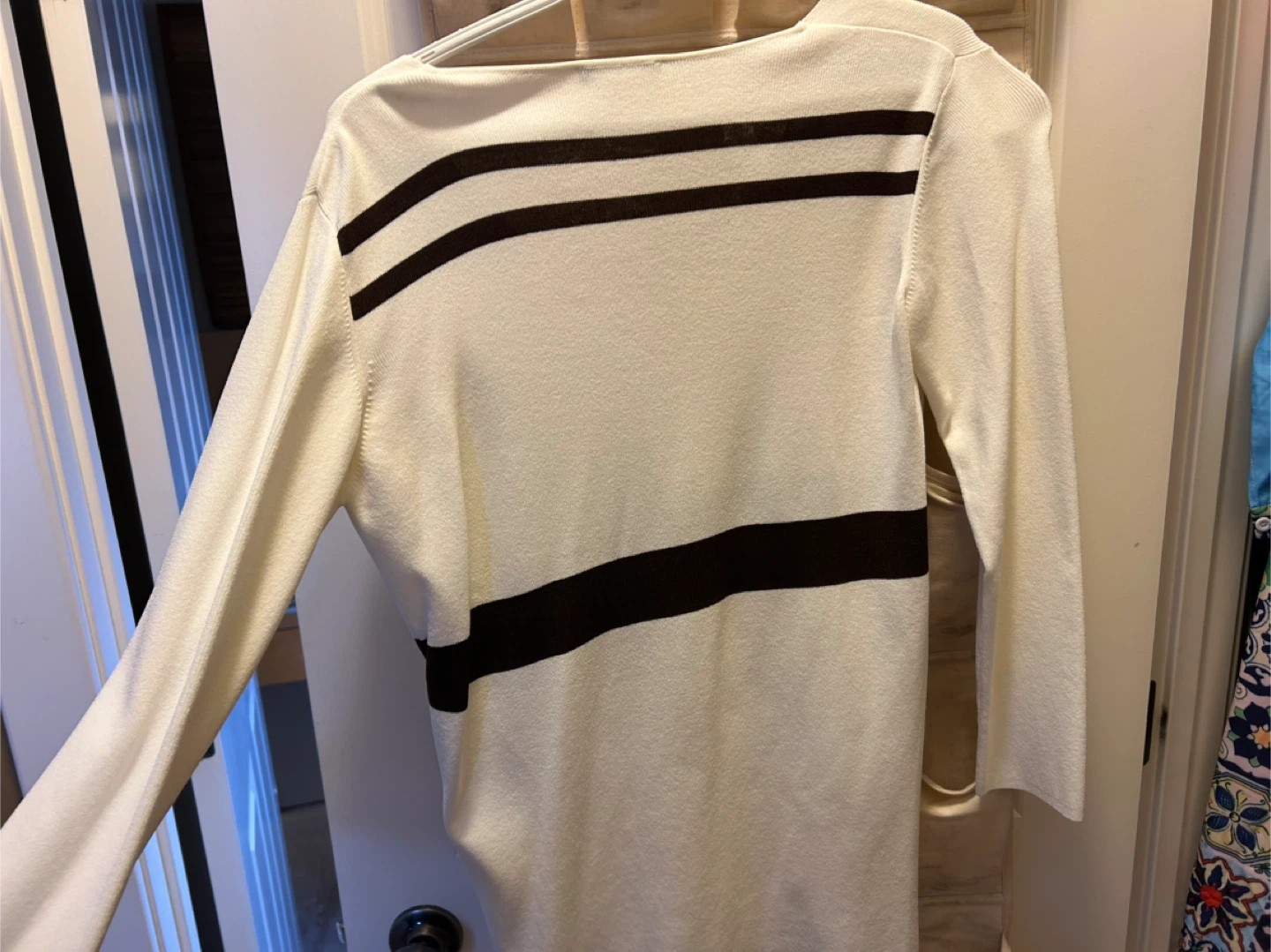 Katmay Cream & Brown Striped Knit Top - photo 2