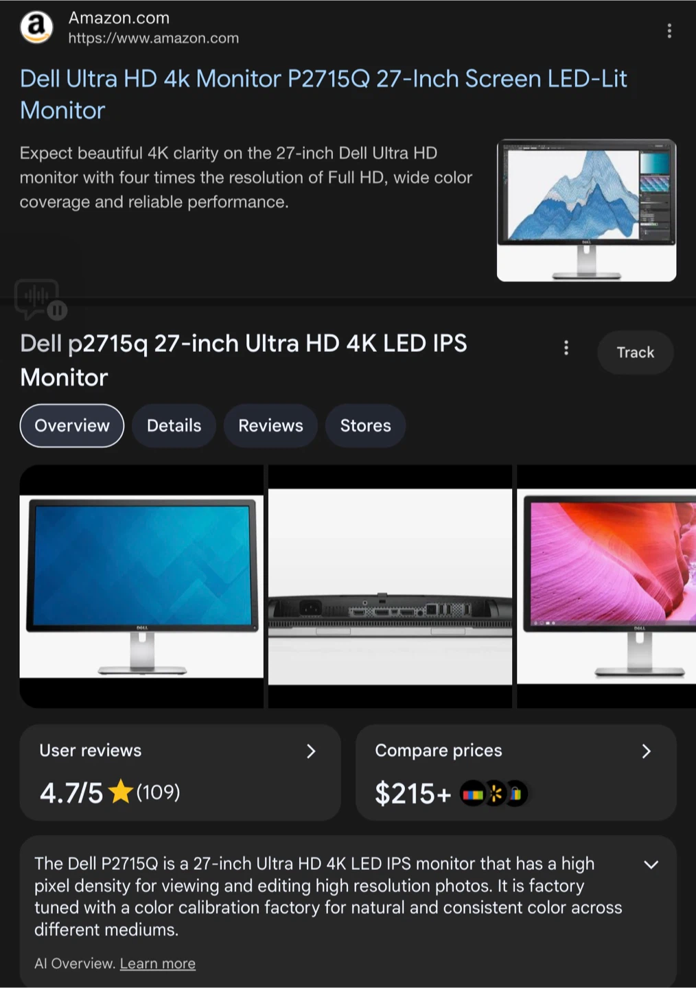 Dell Ultra HD 4k Monitor P2715Q 27-Inch Screen LED-Lit Monitor - photo 2