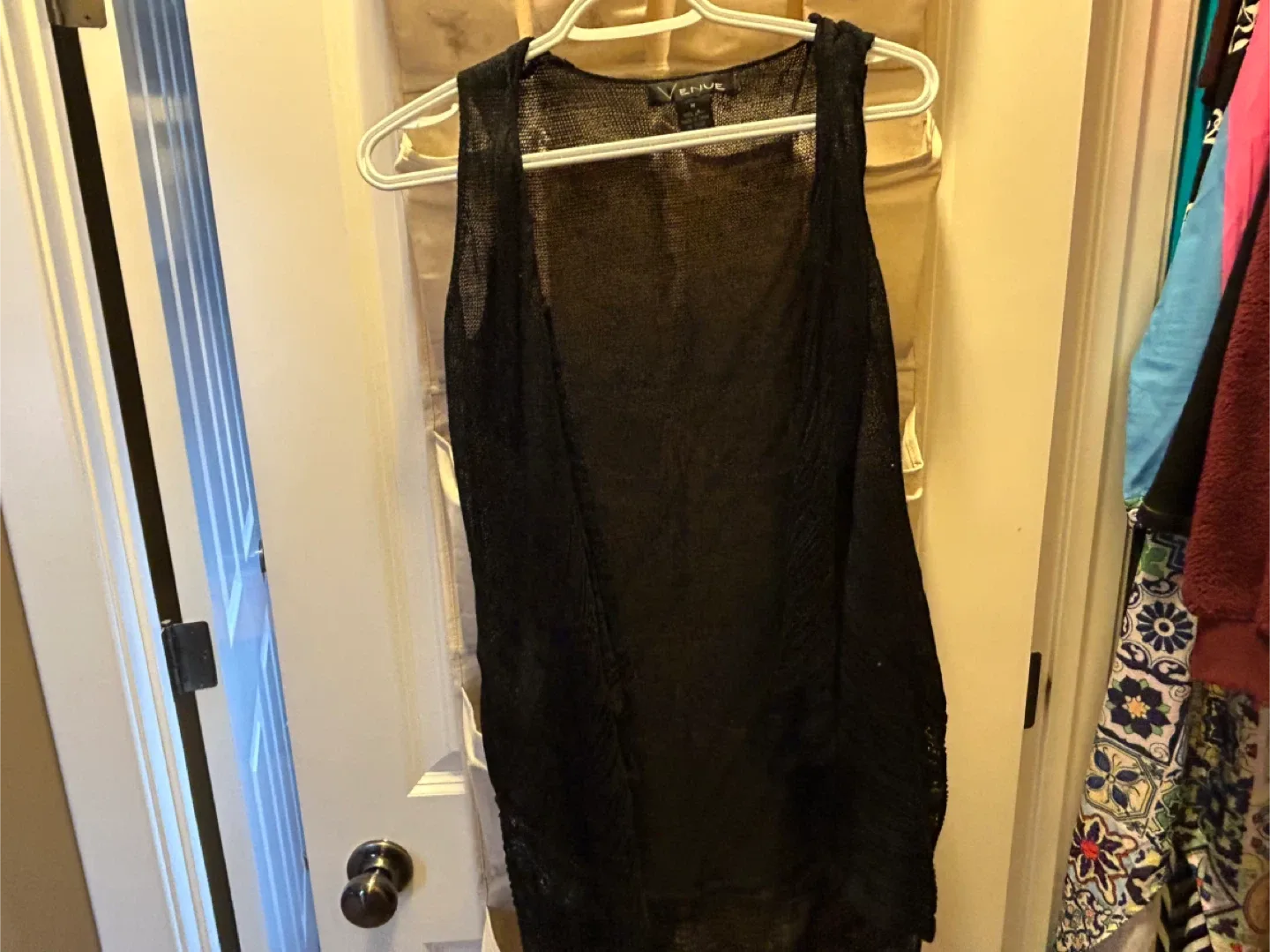 Venue Black Linen Vest - Size M