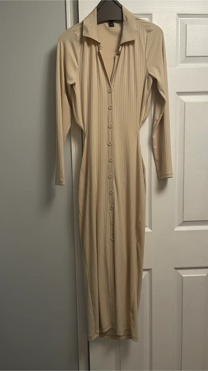 SHEIN Beige Ribbed Cutout Dress - Size XL #Cleanout
