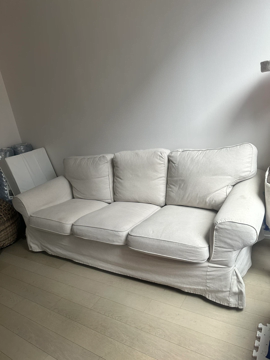 Comfortable White Three-Seat Sofa from IKEA - photo 4