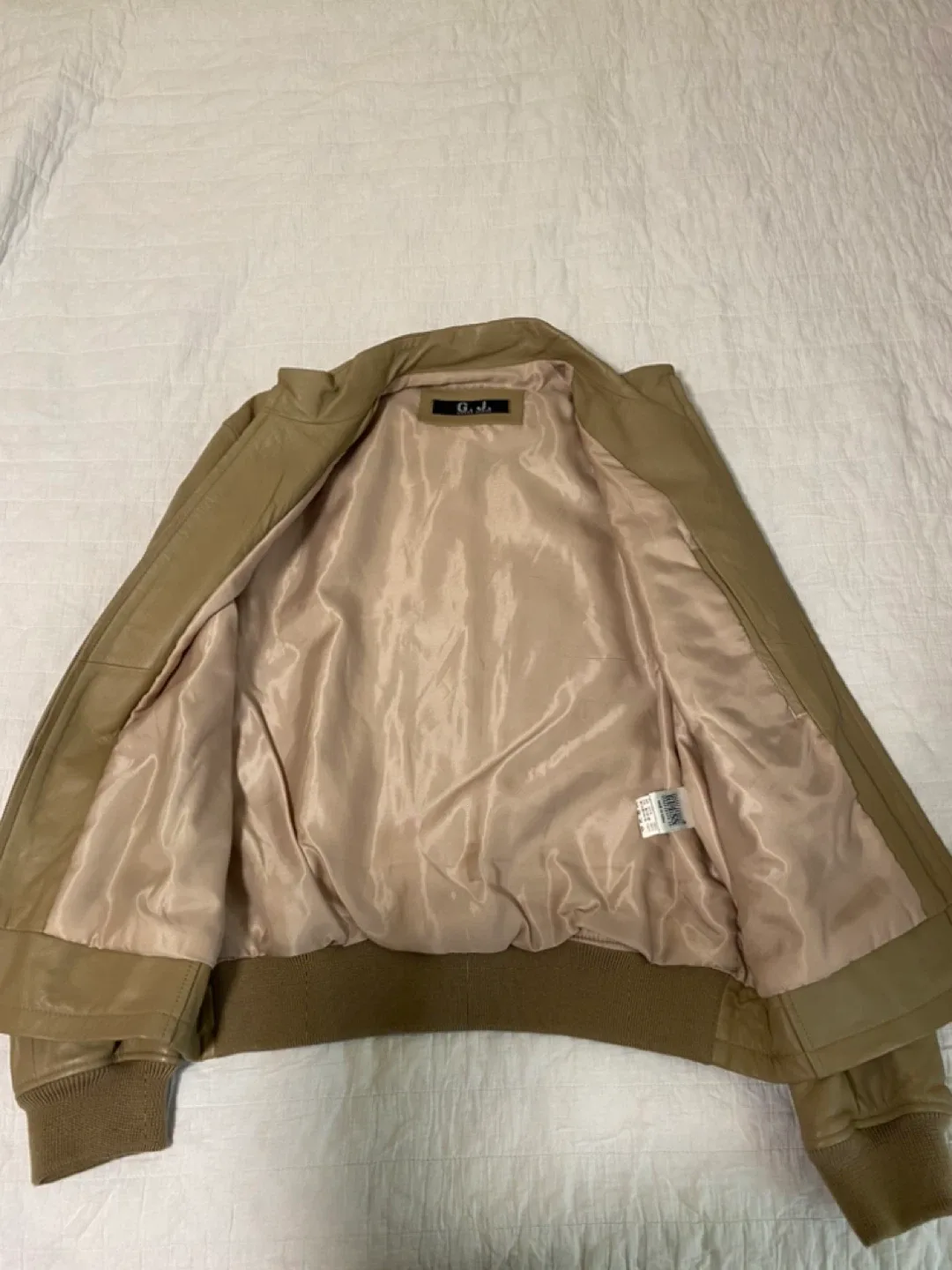 Guess Jeans Leather Bomber Jacket - Beige image indicator(2)